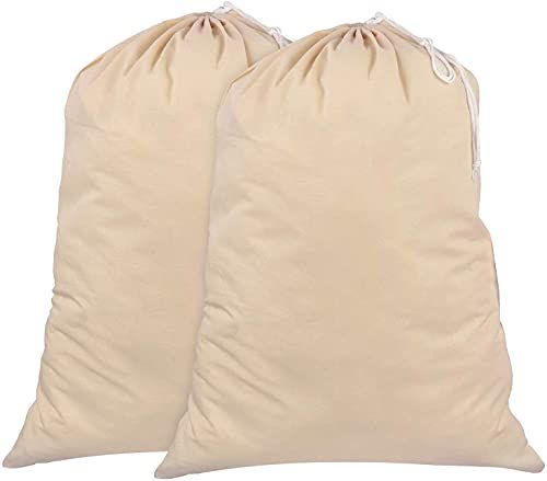 SweetNeedle Waszak set van 2 - 71 x 91 cm, 100% katoen, duurzame waszak met trekkoord - 75 l extra grote opvouwbare wasopslag, Oeko-Tex-gecertificeerde waszak