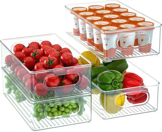 Koelkast Organizer - Opbergbox - Lade Organizer - 4 Stuks - Transparant - Kunststof