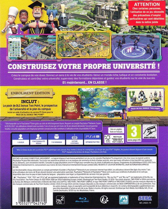 Sega Two Point Campus - Enrolment Edition - FR PS4