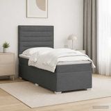 vidaXL Boxspringbed met matras en LED-verlichting, donkergrijs, 90 x 190 cm, stof