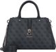 GUESS Zamira Luxury Satchel Coal Logo Handtas Schoudertas Donkergrijs