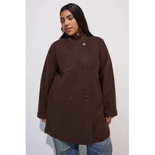Zizzi winterjas Plus Size - donkerbruin