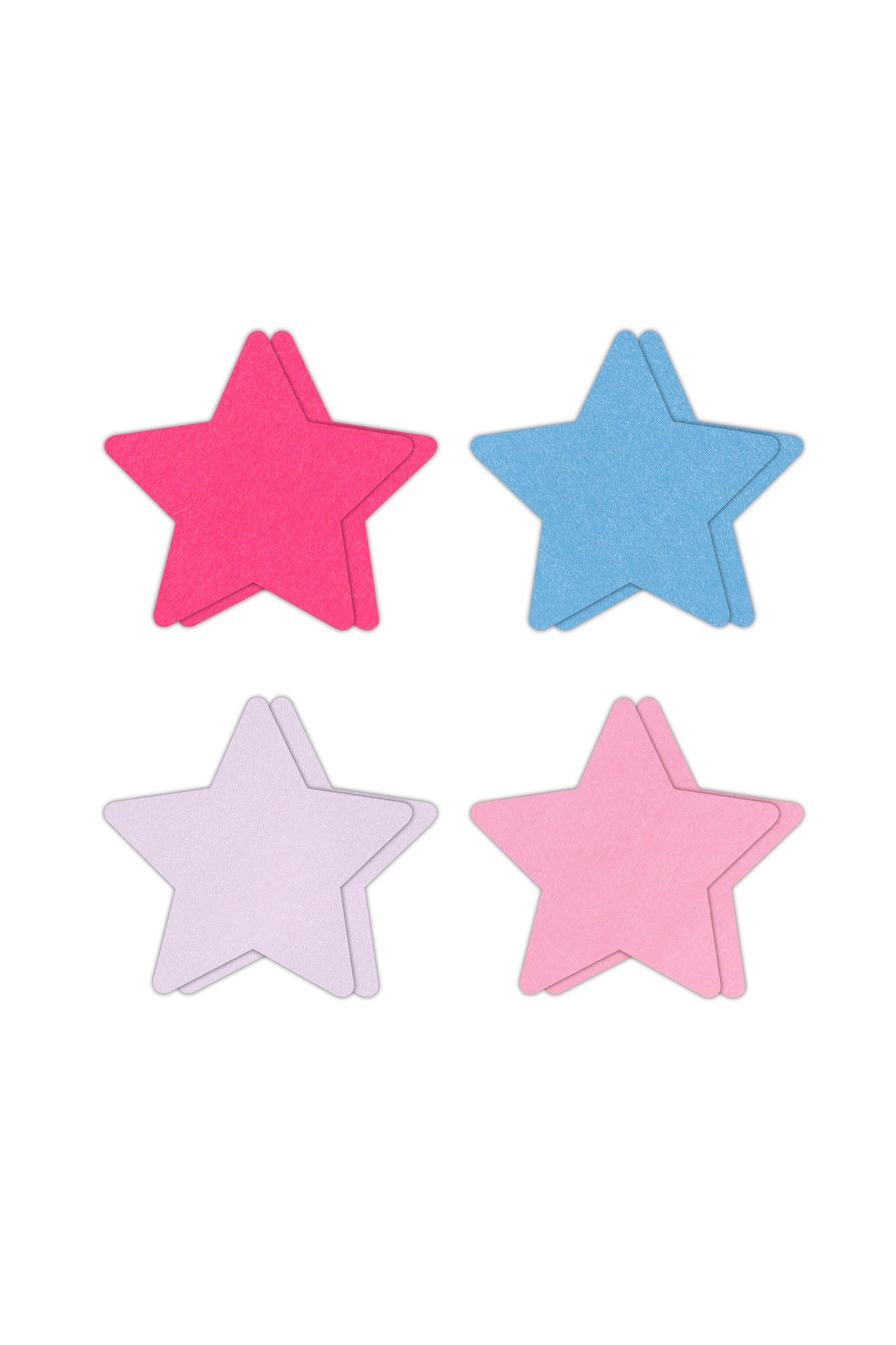Pretty Pasties - Star II - Tepelstickers - Wit/Roze/Blauw - 4 Paar