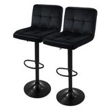 ML-Design barkruk set van 2, fluwelen bekleding, zwart, gestoffeerde barkruk met rugleuning en voetensteun, baliekruk in hoogte verstelbaar 63-83cm, 360° draaibaar, bistrostoel draaistoel barstoelen
