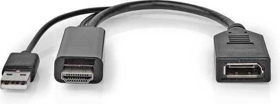 Nedis CCGB34300BK02 video kabel adapter 0,2 m HDMI + USB Type-A naar DisplayPort Zwart