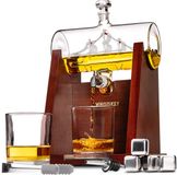 Whisiskey Whiskey Karaf Set - Zeilschip - 1L - Incl. 4 Whiskey Stones, Schenktuit, Tap & 2 Glazen