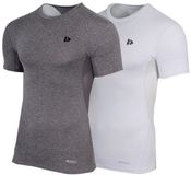 Donnay 2-Pack Baselayer Shortsleeve Thermo/Sportshirt Heren Wit/Donkergrijs gemeleerd Maat M