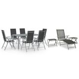 vidaXL Ensemble de jardin 10 pièces - noir et argent