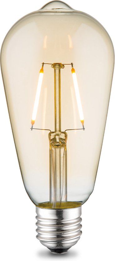 Home Sweet Home Edison Vintage E27 LED filament lichtbron Drop - Amber - ST64 Deco - Retro LED lamp - 2W 160lm 2700K - warm wit