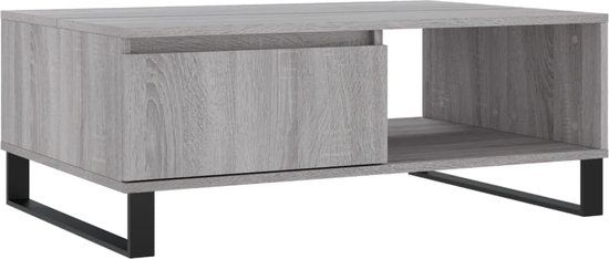 vidaXL Salontafel 90x60x35 cm bewerkt hout grijs sonoma eikenkleurig