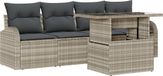 vidaXL Banc de jardin 5 pièces gris clair polyrattan