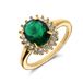 Lucardi Dames Stalen goldplated vintage ring met groen zirkonia