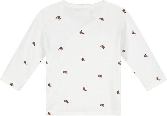 A Tiny Story Baby T-Shirt - Croissant - Maat 56 - Wit - Lange mouw - Unisex