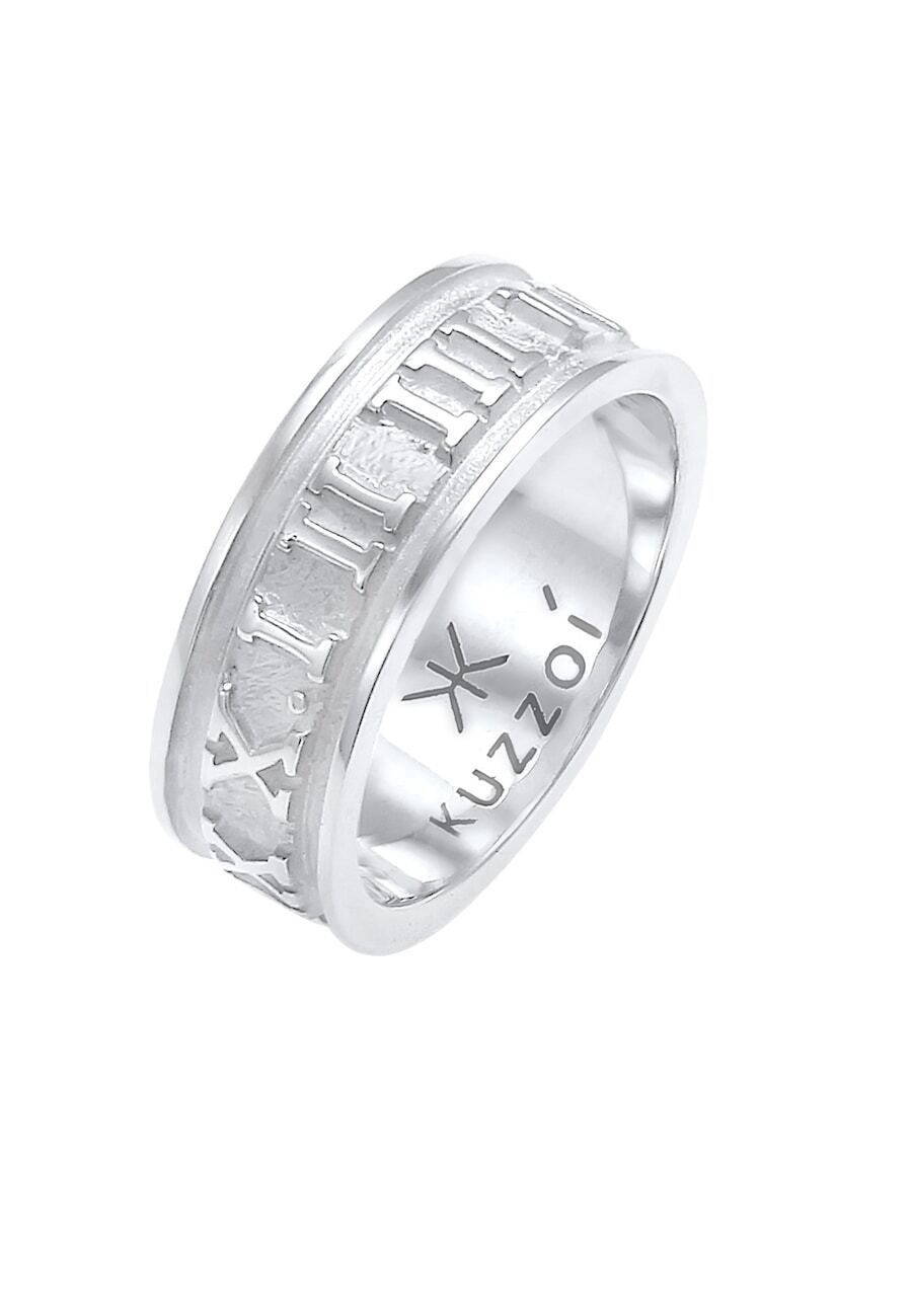 KUZZOI KUZZOI KUZZOI Ring Heren Band Ring Romeinse Cijfers Massief Trend Geoxideerd in 925 Sterling Zilver Mannen sieraden