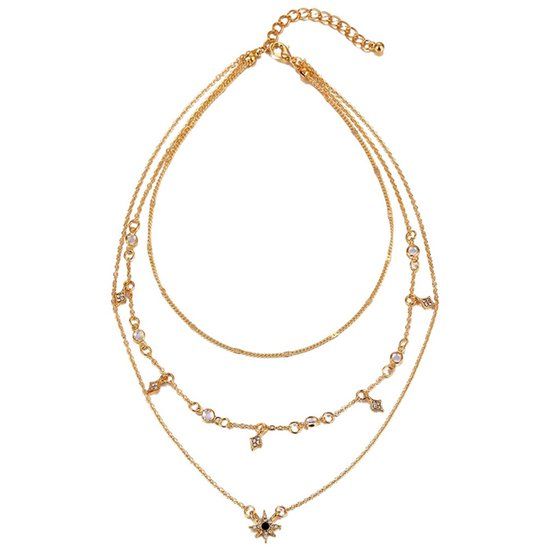 LGT JWLS Lookinggoodtoday Gelaagde dames ketting goudkleurig Crystal Star