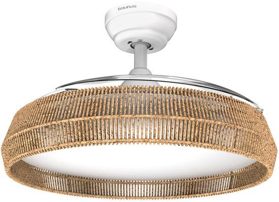 Taurus FA006L Plafondventilator met verlichting Wit/Hout 30W Afstandsbediening 6 Snelheden