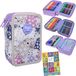 Trousse 3 compartiments - Trousse pour filles et garçons - Trousse 3 compartiments Trousse remplie Étui d'écolier 46 pièces - Trousse d'écolier Lapin