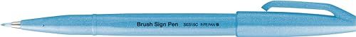 Pentel SES15C-FSX Brush Sign Pen neon-blauw, vezelpen, penseelachtige punt, 10 stuks