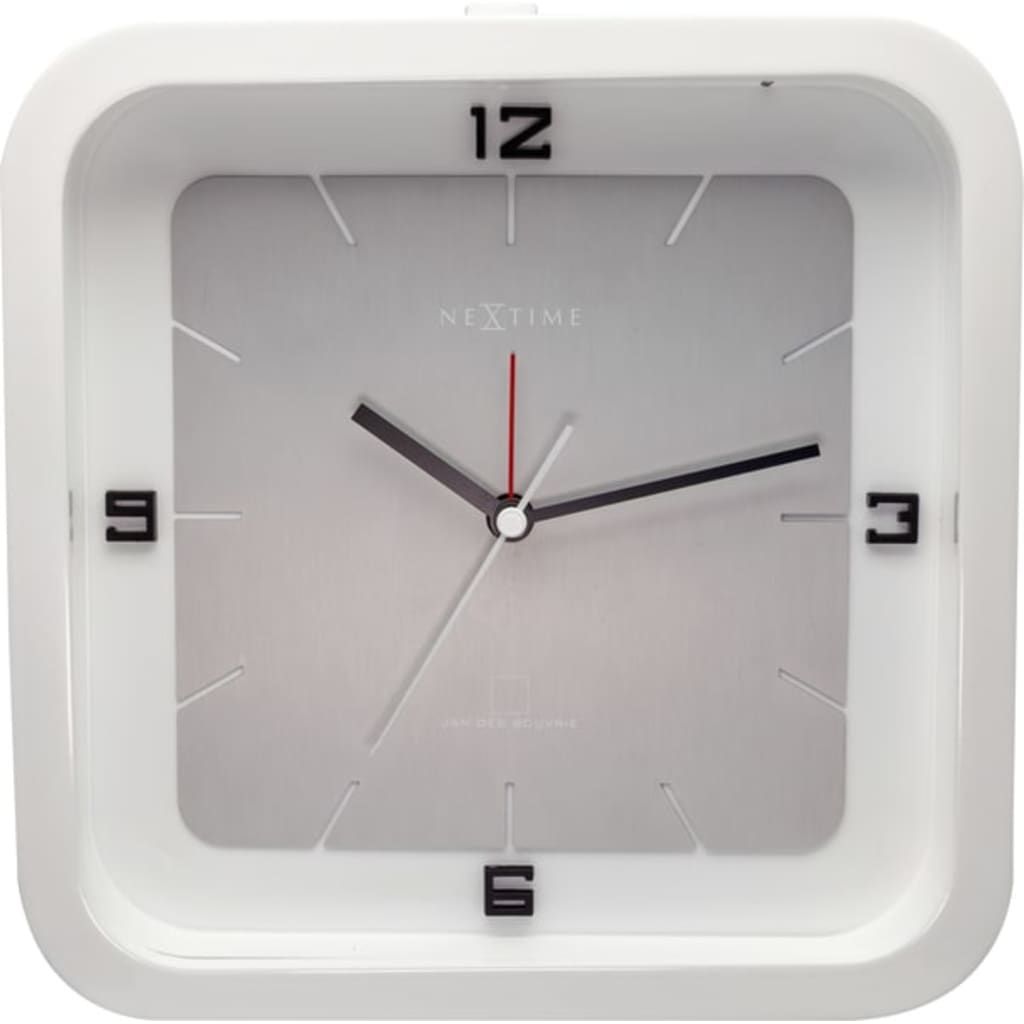 NeXtime Square Alarm Tafelklok - 20 x 20 x 6 cm - Wit