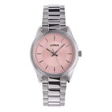 LORUS Dames analoog kwartshorloge met roestvrij stalen armband, zilver, zilver/roze, Einheitsgröße, Classic