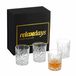 Relaxdays Whiskyglazen, set van 4, met geschenkdoos, abstract patroon, baraccessoires voor rum, h x d: 10 x 8 cm, transparant