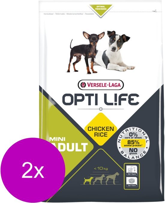 Opti life Adult Mini - Hondenvoer - 2 x 2.5 kg