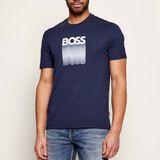 Hugo Boss T-shirt donkerblauw katoen regular fit korte mouw ronde hals logo L