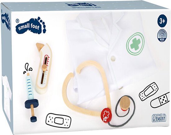 Small Foot - Dokterjas met Houten Accessoires, 4dlg.