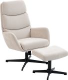 Homcom Accent Chair with Ottoman - Polyester, Metal - 75L x 66W x 99H cm - Beige