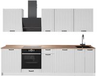 Vicco Complete keukeneenheid Fame-Line, Wit Landhuis/Wit, 280 cm, WB Eik
