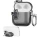 kwmobile Transparante hoofdtelefooncase voor Apple Airpods 4 hoes - Headphones TPU cover met standaardfunctie en veiligheidsvergrendeling - zwart