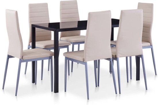 vidaXL 7-delige Eethoek cappuccino