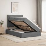 vidaXL LED-opbergbed met matras, donkergrijs, 120 x 200 cm, stof