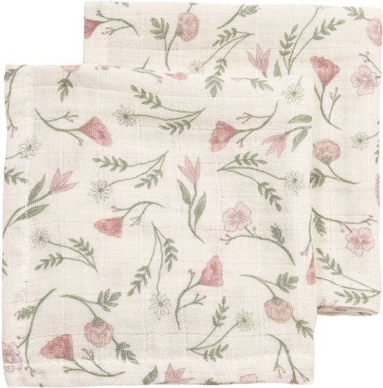 Meyco Hydrofiele doeken pre-washed Flower Multicolour 30x30cm - 2-Pack