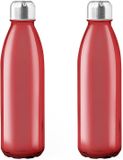 Merkloos / Sans marque Makito Western Europe Glazen waterfles/drinkfles met RVS dop - 4x - rood transparant - 650 ml - Sportfles - Bidon