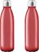 Merkloos / Sans marque Makito Western Europe Glazen waterfles/drinkfles met RVS dop - 4x - rood transparant - 650 ml - Sportfles - Bidon