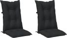 vidaXL - Set - Hoge Rug Stoelkussens - 2 stuks - Polyester - Melange Zwart