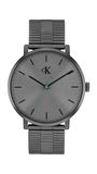 Calvin Klein Driehandig Kwartsuurwerk, Grijze Ck Real-Collectie Met Grijze Roestvrijstalen Armband - 25200551