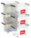 Boîtes de rangement 80 litres, lot de 6, polypropylène, transparentes, avec roulettes et couvercles