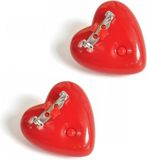 Merkloos / Sans marque Classic Line Hartjes broche - Set van 5x stuks - met knipperlicht - op batterijen - 4 cm - sierspeld - rood - valentijnsdag