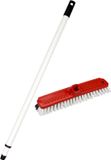 Buemag Kunststof schrobborstel/schrobber met trekker rood inclusief metalen telescoopsteel wit 130 cm