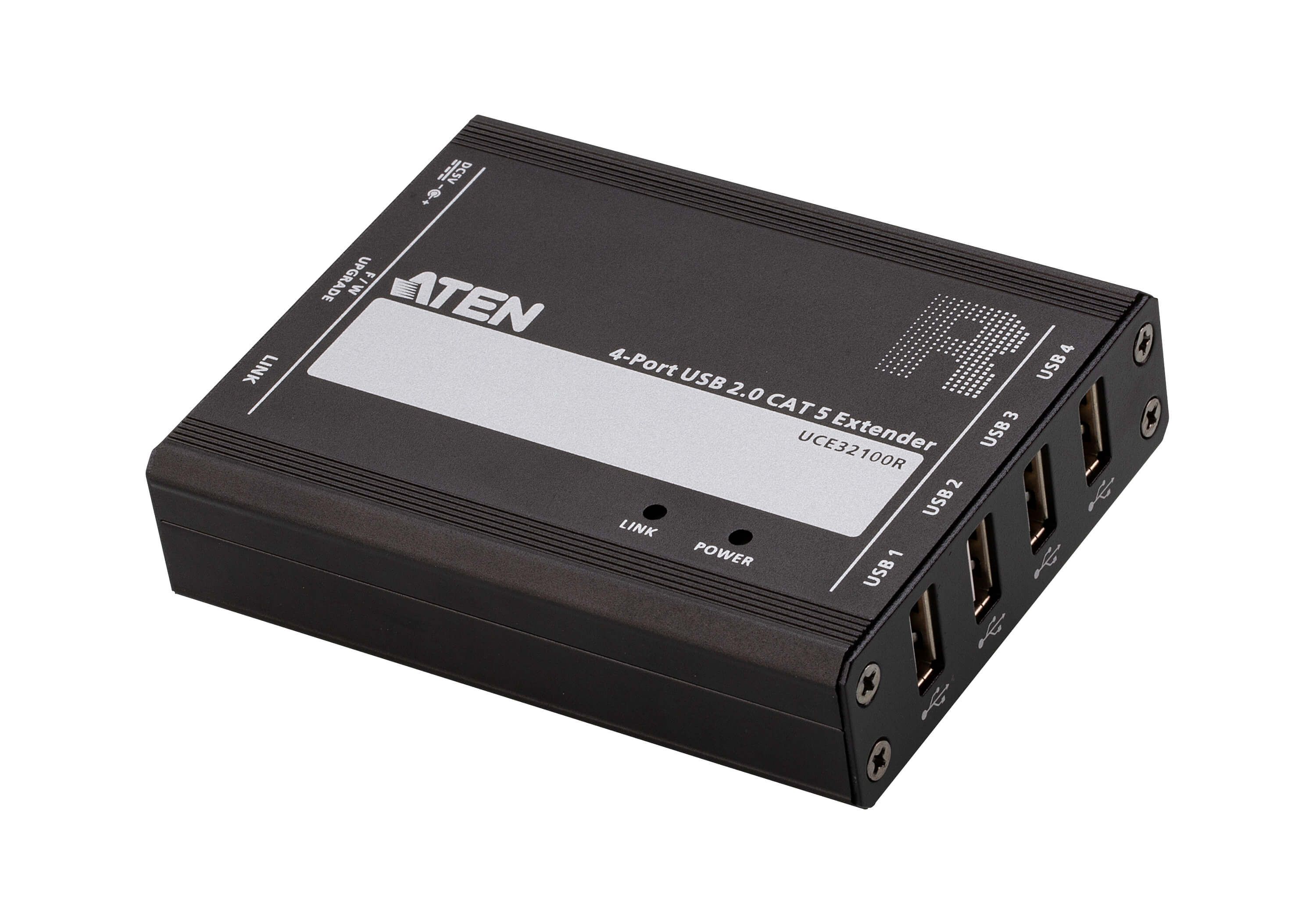 ATEN 4 poorts USB 2.0 Cat 5 Verlenger (100m) - Zwart