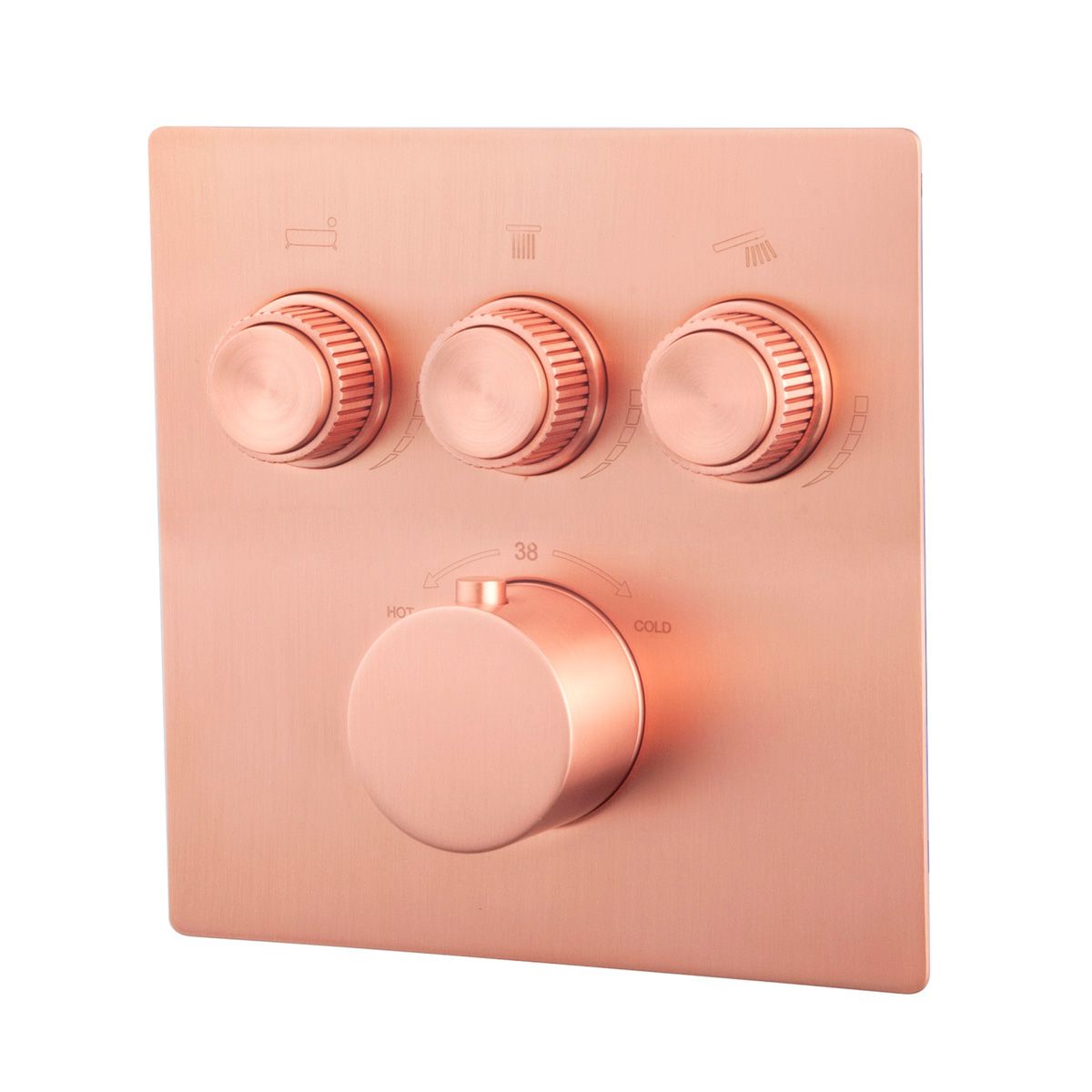 Wiesbaden Caral Klik Pro Douchekraan Thermostatisch Geborsteld Koper Inbouw 3-weg