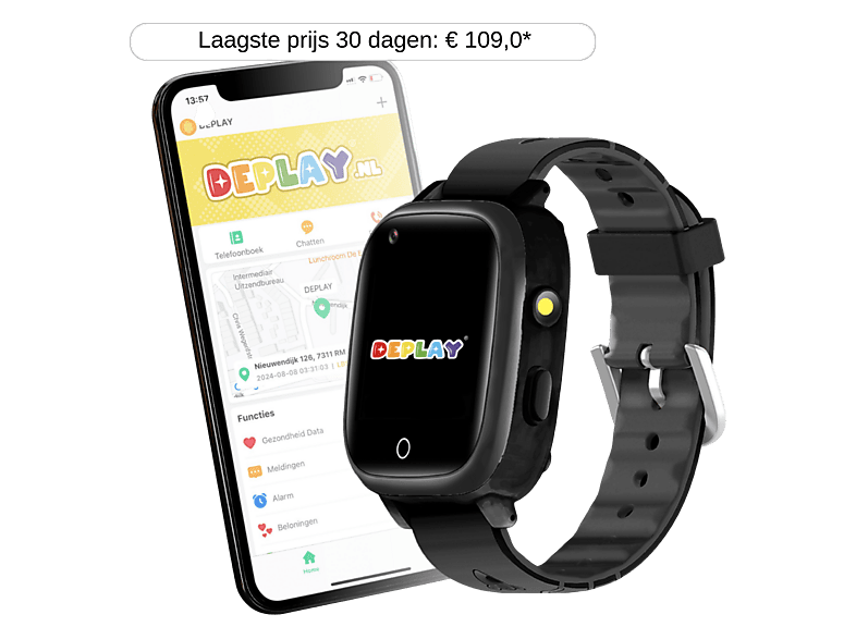 DEPLAY 4G KidsWatch - Smartwatch voor Kinderen - Zwart