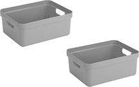 Sunware Opbergbox Sigma - 3x - kunststof - lichtgrijs - 24 liter - Bakken/opbergers - 45 x 35 x 18 cm