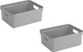 Sunware Opbergbox Sigma - 3x - kunststof - lichtgrijs - 24 liter - Bakken/opbergers - 45 x 35 x 18 cm
