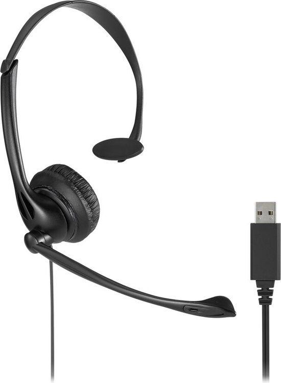 Kensington USB Mono Headset - Hoofdtelefoon met Ruisonderdrukkende Microfoon en Volumeregeling - Zwart