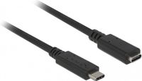 Delock Premium USB-C naar USB-C verlengkabel - USB3.2 (tot 10 Gbit/s) - PD tot 20V/3A - video tot 4K 60Hz / zwart - 1 meter