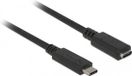Delock Premium USB-C naar USB-C verlengkabel - USB3.2 (tot 10 Gbit/s) - PD tot 20V/3A - video tot 4K 60Hz / zwart - 1 meter