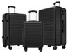 Valise - Coque ABS - Tailles : 50,8/61/71,1 cm - Résistant aux rayures - Poignée réglable - Intérieur avec compartiments - Roues silencieuses - Noir